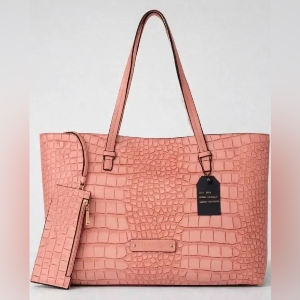 $200 NWT De Vesi Tote De L'amour Pink Crocodile-Embossed Tote Bag - Picture 3 of 6